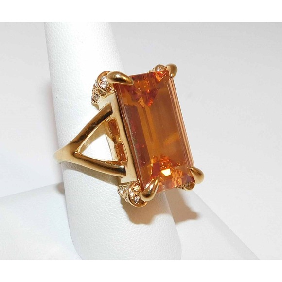 New‎ Camille Lucie Large Yellow Emerald Topaz Solitaire Ring sz 9 - Picture 1 of 5
